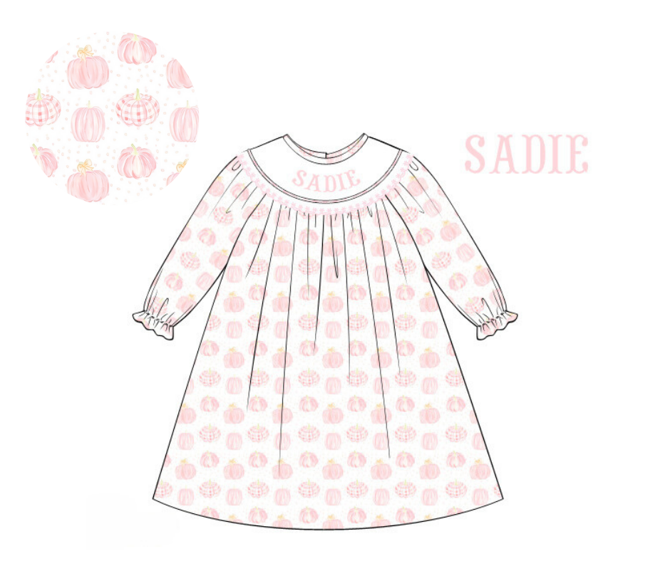 PUMPKIN NAME SMOCK DRESS