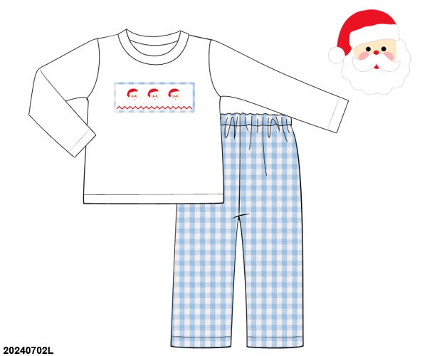 BLUE SANTA SMOCK SET