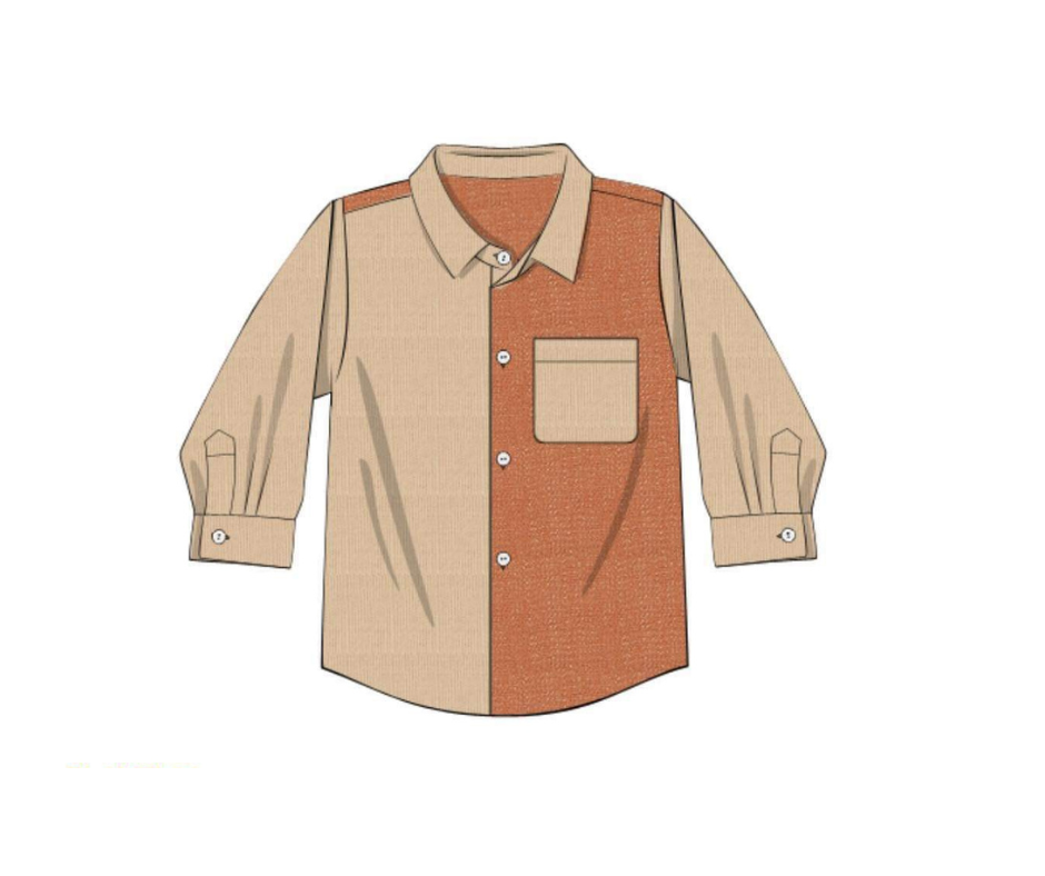 ORANGE LINEN BUTTON DOWN