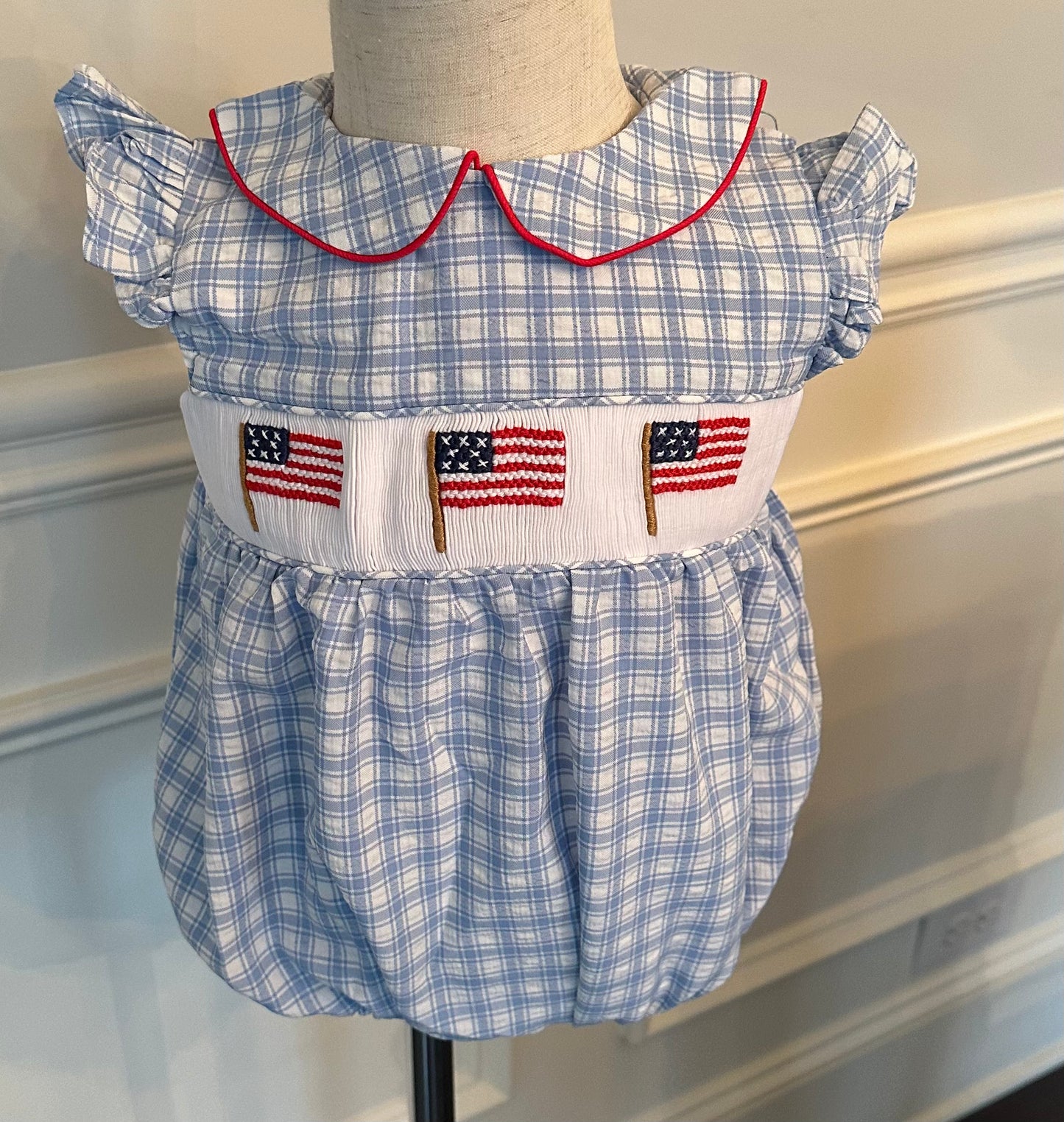 GRAND OLE FLAG SMOCKED BUBBLE