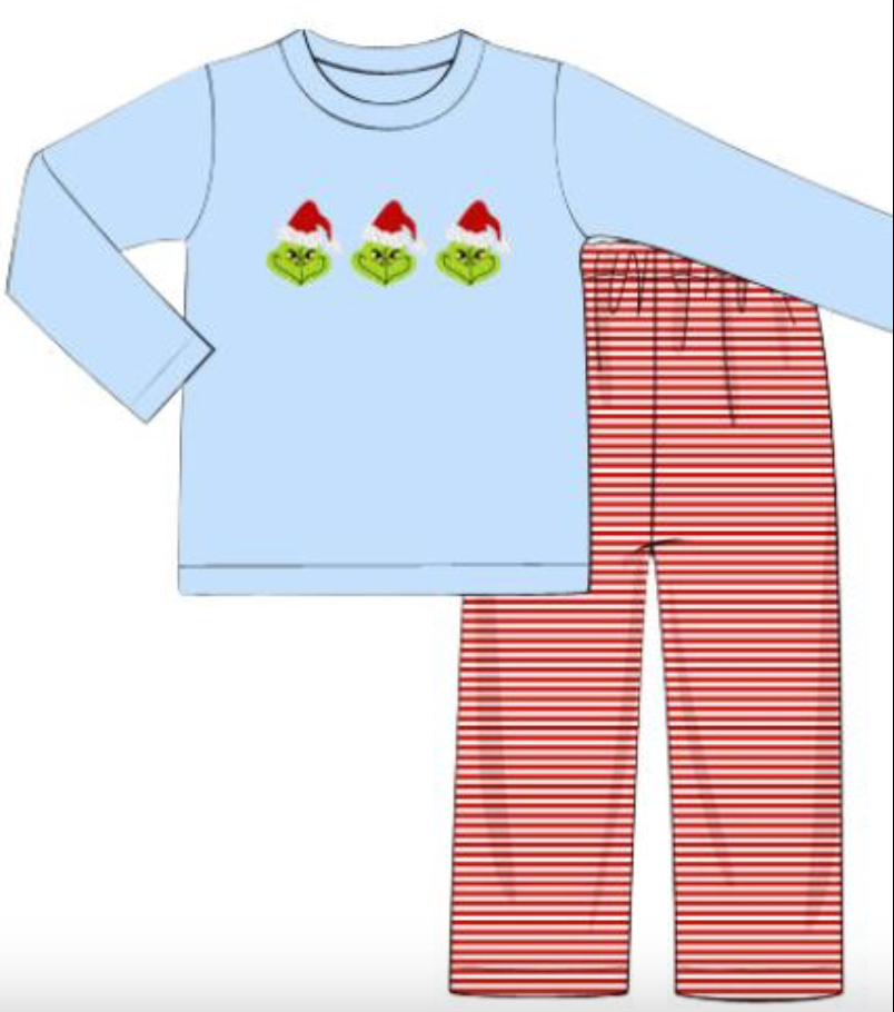 BLUE GRINCH SET- FRENCH KNOT