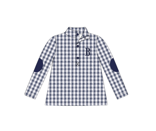 NAVY GINGHAM PULLOVER