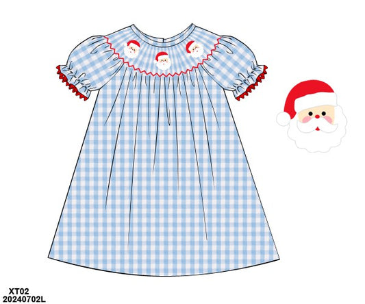 BLUE SANTA SMOCK DRESS