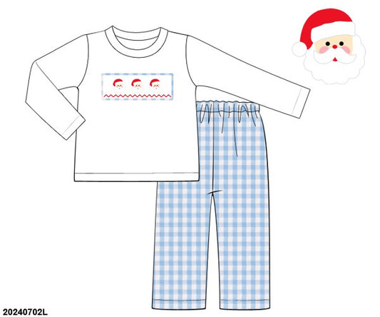 BLUE SANTA SMOCK SET