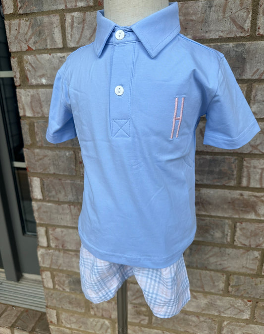 Pink & Blue Gingham Boy Set