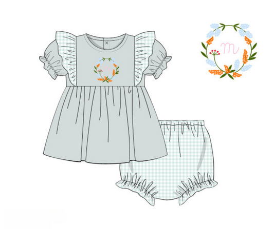 SAGE FLORAL WREATH DIAPER SET