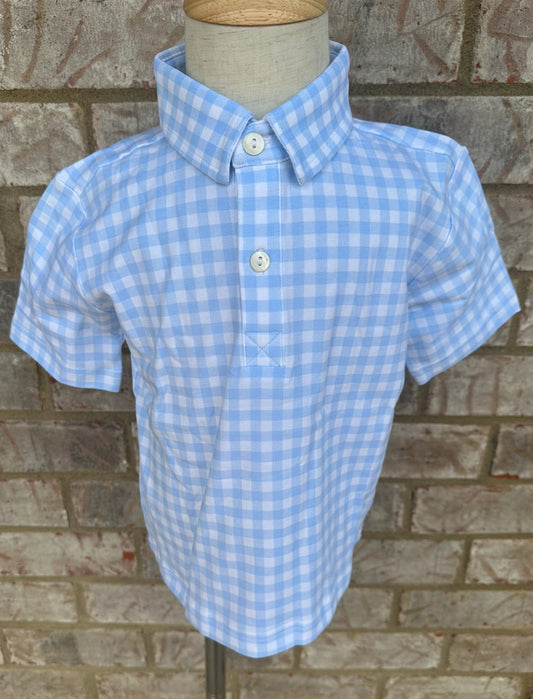 BLUE GINGHAM POLO