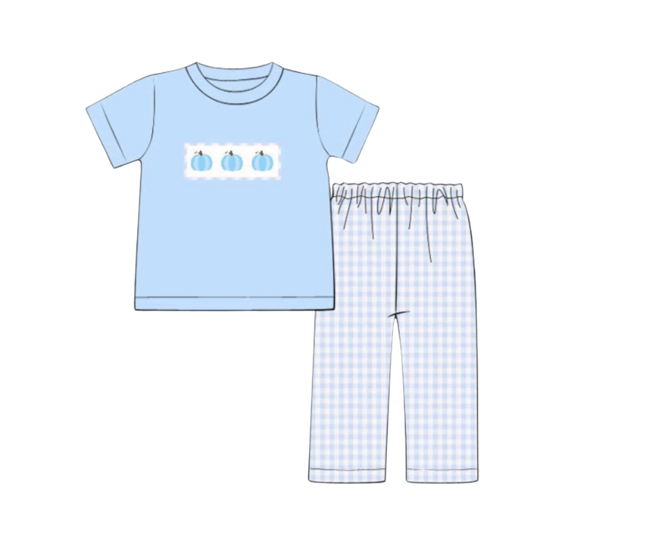 BLUE PUMPKIN SMOCK SET