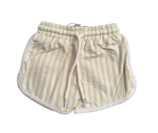 BOYS GREEN STRIPED SWIM SHORTS