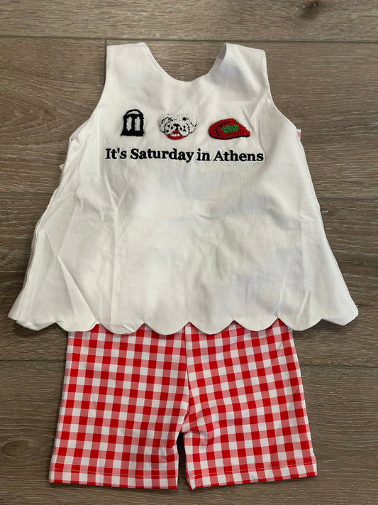 ITS SATURDAY IN ATHENS GIRL BOW SET