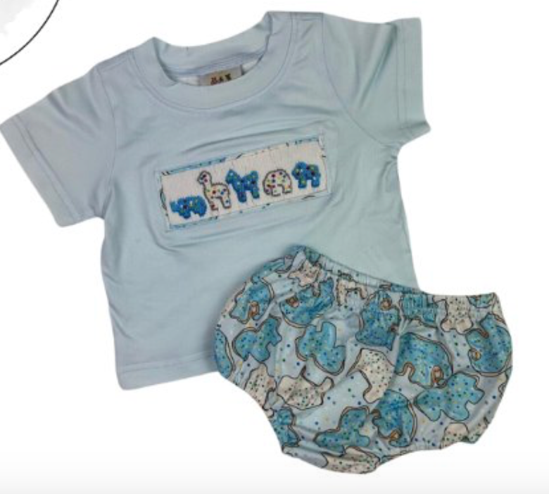 Blue Animal Cookie Diaper Set