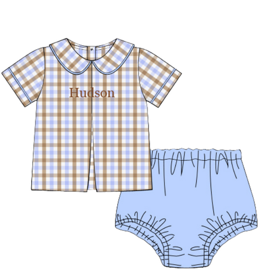 SPRING PLAID DIAPER SET