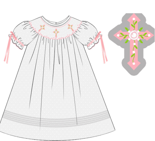 CROSS SMOCKED DRESS